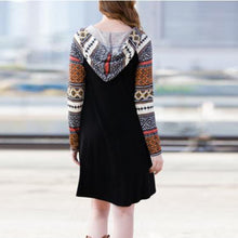 Women Dress Boho Casual Reindeer Printed Splicing Hooded Mini Dress Vestidos femininos IMY66