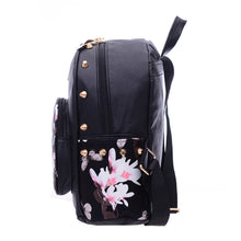 Women Backpack Causal Rivet Floral Printing PU Leather Backpacks For Girls mochilas mujer IMY66