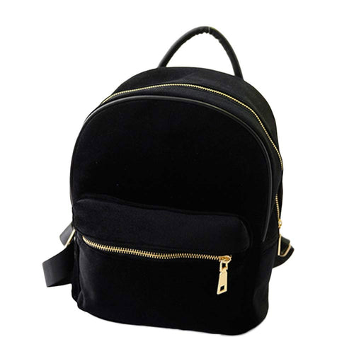 Women Bag Gold Velvet Backpack Schoolbag Shoulder College Wind Retro British Travel Bag bolsa feminina IMY66