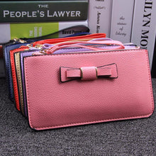 Women Bag Lady Long Wallets Bow Card Cash Receipt Holder Purse Female PU Leather Purse Clutch Handbag Carteira Feminina IMY66