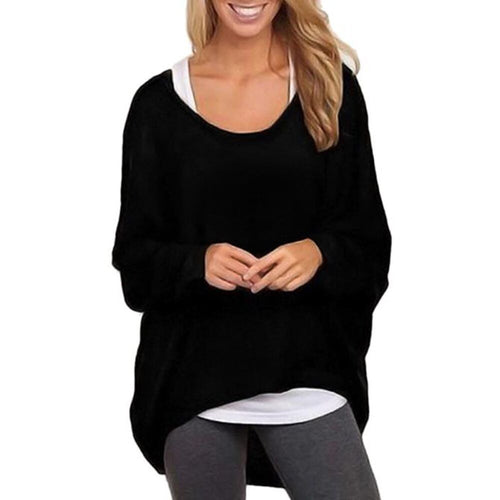 Women Batwing Sleeve Loose Knitted Sweater Pullover Casual Long Sleeve Tops Knitwear Pull Femme Jumper IMY66