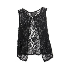 Women Black White Lace Sexy Hollow Crochet Beach Casual Blouse Open Back Shirt Vest Tank Tops Plus Size IMY66