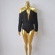 Women Bodycon Jumpsuit Bodysuit Sexy Corss Front Off Shoulder V Neck Long Sleeve Romper Playsuit Tops macacao feminino IMY66