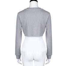 Women COOL Letters Crop Tops Cut Up T-Shirts Long Sleeve O Neck Short Sweater Shirt Tops Tee Shirt femme camiseta mujer IMY66