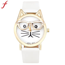 Women Cartoon Watches Ladies 3D Glasses Cat Girl Dial Quartz Wrist Watch montre femme relogio feminino Clock Hours IMY66
