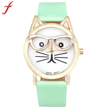 Women Cartoon Watches Ladies 3D Glasses Cat Girl Dial Quartz Wrist Watch montre femme relogio feminino Clock Hours IMY66