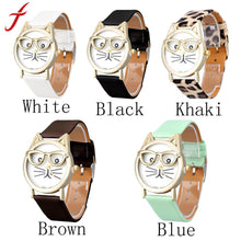 Women Cartoon Watches Ladies 3D Glasses Cat Girl Dial Quartz Wrist Watch montre femme relogio feminino Clock Hours IMY66