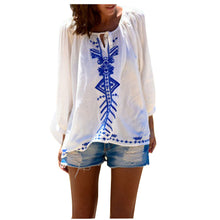 Women Casual Blouse Bohemian Style Elegant Pattern BohoBeach Cover Up Long Sleeve Blouse Tops Shirt Blusas feminina IMY66