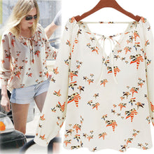 Women Casual Chiffon Tops Long Sleeve Tether Chiffon Floral Loose Shirt blusas femininas Plus Size IMY66