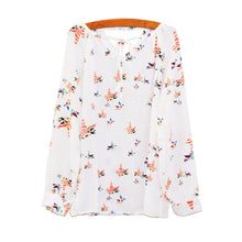 Women Casual Chiffon Tops Long Sleeve Tether Chiffon Floral Loose Shirt blusas femininas Plus Size IMY66