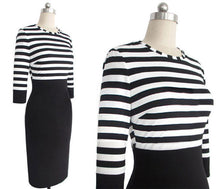 Women Casual Clothing Lady Sexy Slim Striped Bandage Bodycon Party Clubwear Pencil Dress Plus Size XL IMY66