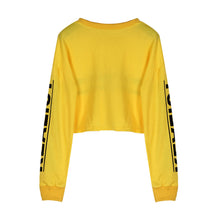 Women Casual Crop Tops T-Shirts Long Sleeve Letter Printed Hoodie Tops Tee shirts Tops Sweatershirt camisetas y tops IMY66