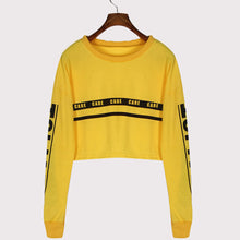 Women Casual Crop Tops T-Shirts Long Sleeve Letter Printed Hoodie Tops Tee shirts Tops Sweatershirt camisetas y tops IMY66