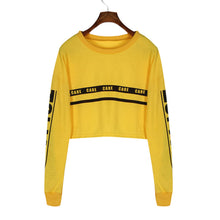 Women Casual Crop Tops T-Shirts Long Sleeve Letter Printed Hoodie Tops Tee shirts Tops Sweatershirt camisetas y tops IMY66