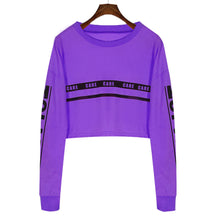 Women Casual Crop Tops T-Shirts Long Sleeve Letter Printed Hoodie Tops Tee shirts Tops Sweatershirt camisetas y tops IMY66