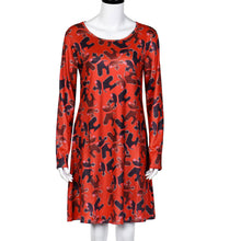 Women Casual Dress Ladies Print Swing Dress Long Sleeve Flared Party Mini Dress Vestidos femininos IMY66