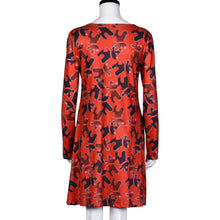 Women Casual Dress Ladies Print Swing Dress Long Sleeve Flared Party Mini Dress Vestidos femininos IMY66