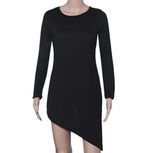 Women Casual Dress Sexy Club Dress Side Slit Women Long Sleeve Bandage Bodycon Party Irregular Mini Dress vestidos IMY66