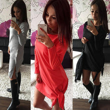 Women Casual Dress Sexy Club Dress Side Slit Women Long Sleeve Bandage Bodycon Party Irregular Mini Dress vestidos IMY66