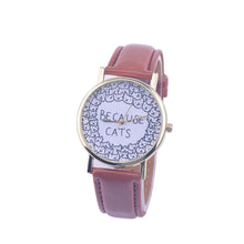 Women Casual Dress Watch Ladies Lovely Because Cats Printed PU Leather Band Quartz Wrist Watch relogio feminino IMY66