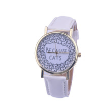 Women Casual Dress Watch Ladies Lovely Because Cats Printed PU Leather Band Quartz Wrist Watch relogio feminino IMY66