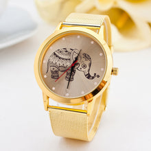 Women Casual Elephant Quartz Stainless Steel Gold Plate Strap Wrist Watch Dresses Watch IMY66