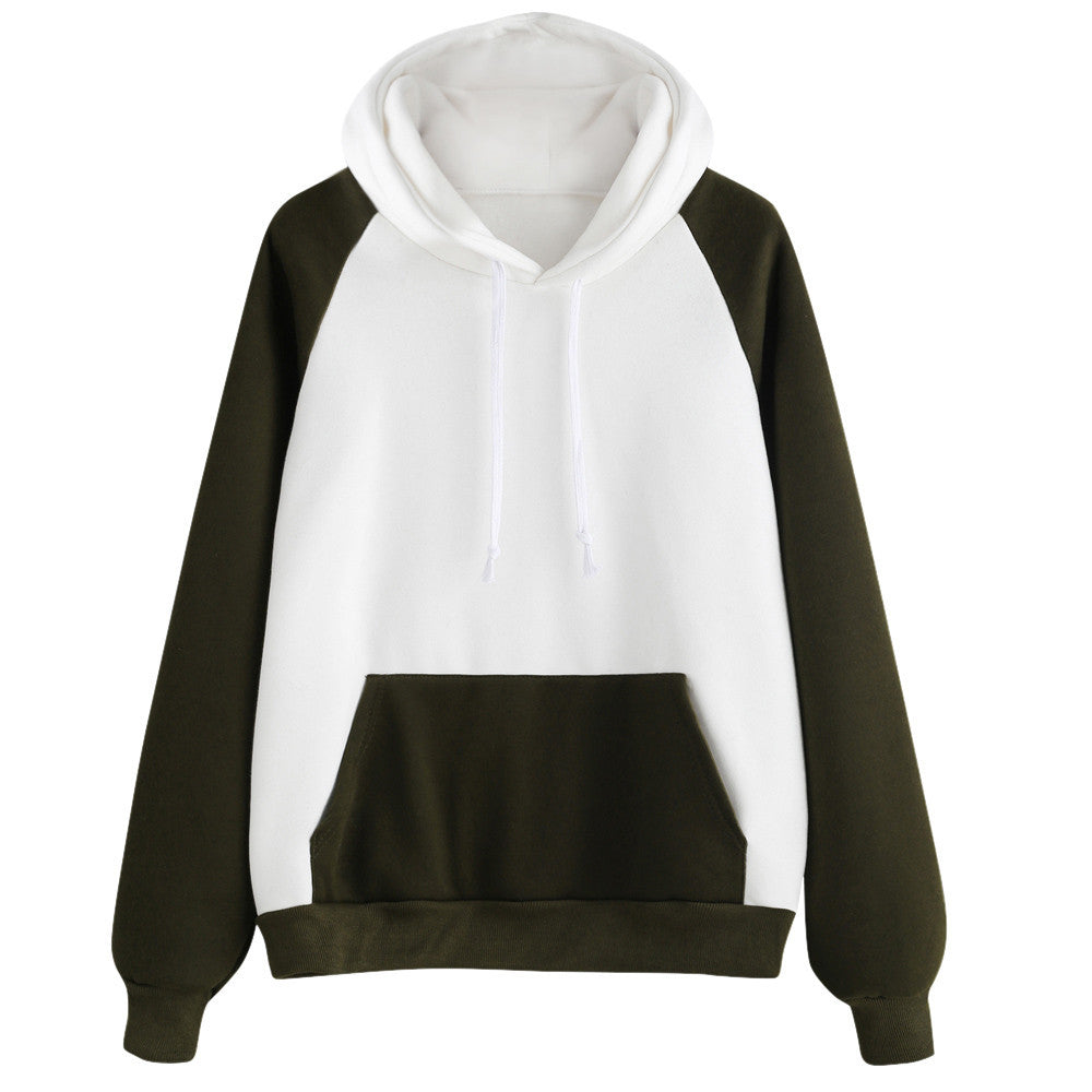 Women Casual Hoodie Sweatshirt T-Shirts Patchwork Color Long Sleeve Hooded Pullover camisas feminina camisetas y tops IMY66