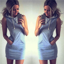 Women Casual Hoodies Dress Ladies Sleeveless Sweatshirt Suits Tracksuit femme swear Dress IMY66