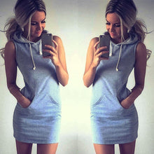 Women Casual Hoodies Dress Ladies Sleeveless Sweatshirt Suits Tracksuit femme swear Dress IMY66