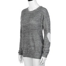 Women Casual Knitted Sweater Hearted Patch Sleeve Loose Jumper Knitwear Pullovers pull femme IMY66