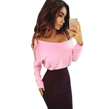 Women Casual Long Sleeve T-Shirt Solid V-Neck Sweatshirt Tops Tee Shirt camisetas y tops Blusas Femininas IMY66