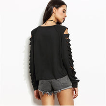 Women Casual Long-Sleeved T-Shirts Hole Hollow Pocket Long Sleeve Tee shirt femme blusa Feminina IMY66