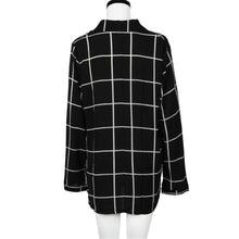 Women Casual Plaid PrinT-Shirt Blouse Long Sleeve Pocket Loose Chiffon Shirts Tops Blusas Femininos IMY66