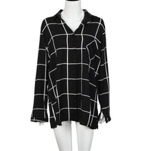 Women Casual Plaid PrinT-Shirt Blouse Long Sleeve Pocket Loose Chiffon Shirts Tops Blusas Femininos IMY66