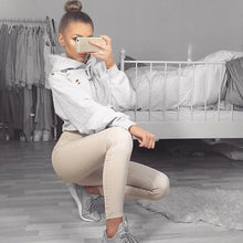 Women Casual Short Hoodie Sweatshirt Jumper Crop Tops Pullover Loose Long Sleeve Hole Tee Shirts femme camisetas y tops IMY66