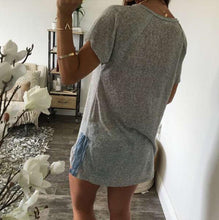 Women Casual T-Shirts Sexy V Neck Loose Cotton Blend Button Tops Tee shirt femme Tops Shirt Camisetas Feminina IMY66