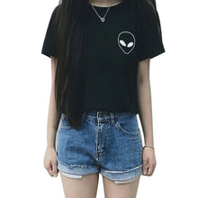 Women Casual Tee Shirt Funny Alien Printed Short Sleeve T-Shirt Loose Cotton Shirt Tops female IMY66