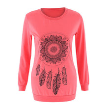 Women Casual Tee Shirts Long Sleeve Feather Printing T-Shirt Tops Tee Shirts femme camisetas y tops IMY66