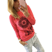 Women Casual Tee Shirts Long Sleeve Feather Printing T-Shirt Tops Tee Shirts femme camisetas y tops IMY66