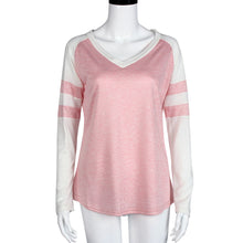 Women Casual Tops V Neck Pullover Long Sleeve Tee Shirts femme Sweatshirts Hoodies Blusas Femininas Pink IMY66