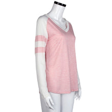 Women Casual Tops V Neck Pullover Long Sleeve Tee Shirts femme Sweatshirts Hoodies Blusas Femininas Pink IMY66