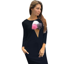 Women Casual long Dress Funny Ice Cream Hair Ball Printing Long-sleeved O Neck Package Hip Maxi Dress vestidos femininos IMY66