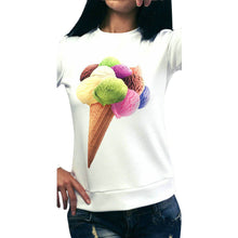 Women Causal Hooded Sweatshirt 3D Ice Cream Print Long Sleeve Shirt Pullovers Tee Shirts Femme camisas feminina IMY66