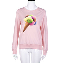 Women Causal Hooded Sweatshirt 3D Ice Cream Print Long Sleeve Shirt Pullovers Tee Shirts Femme camisas feminina IMY66