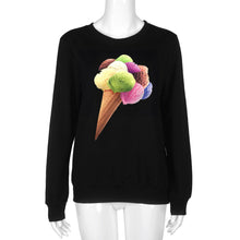 Women Causal Hooded Sweatshirt 3D Ice Cream Print Long Sleeve Shirt Pullovers Tee Shirts Femme camisas feminina IMY66