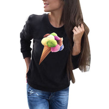 Women Causal Hooded Sweatshirt 3D Ice Cream Print Long Sleeve Shirt Pullovers Tee Shirts Femme camisas feminina IMY66