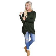 Women Causal Long Sleeve T-Shirt Solid Irregular Loose Cotton Tops Tee Shirts femme camisetas y tops IMY66