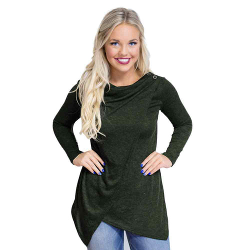 Women Causal Long Sleeve T-Shirt Solid Irregular Loose Cotton Tops Tee Shirts femme camisetas y tops IMY66