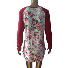 Women Causal T-Shirts Long Sleeve Floral Striped Splicing O-Neck Loose T-Shirt Tee Shirts femme camisetas y tops IMY66