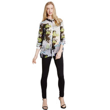 Women Chiffon Blouse Sexy Floral Flower Printing Blouses Long Sleeve Turn-down Collar Loose Shirts Tops blusas femininas IMY66